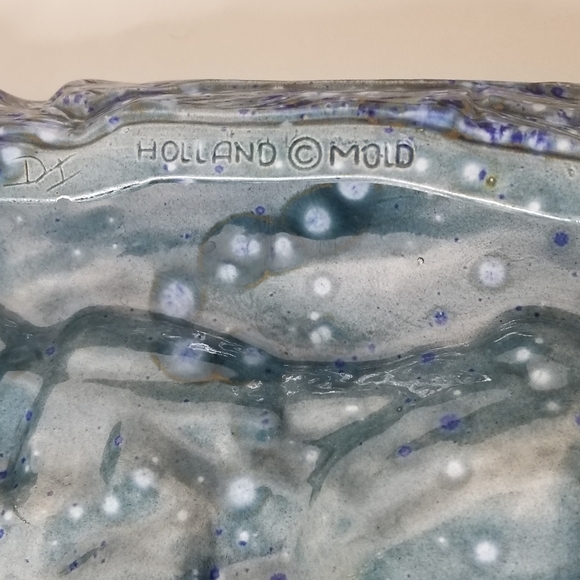Holland Mold Pottery Large Ceramic Ashtray Mid Century- Modern Speckled Blues - Picture 12 of 15